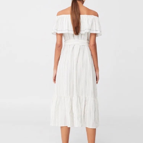Mango off the shoulder linen striped dress - Picture 4 of 4